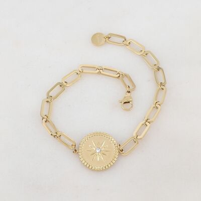 Tara bracelet - Gold and white rhinestones