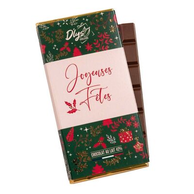 Tablette de chocolat "Joyeuses Fêtes" - Chocolat au lait 42%