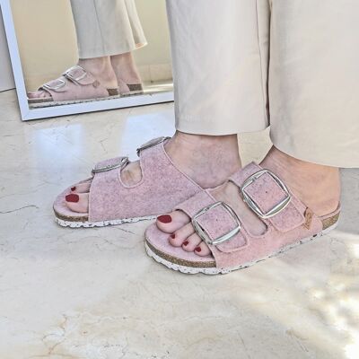 Cheerful pink textile slippers
