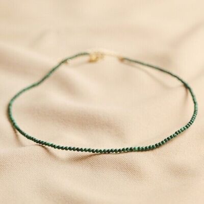 Petit collier de perles de malachite verte