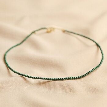 Petit collier de perles de malachite verte 1