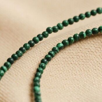 Petit collier de perles de malachite verte 4