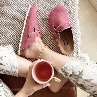 In love chaussons en textile rose