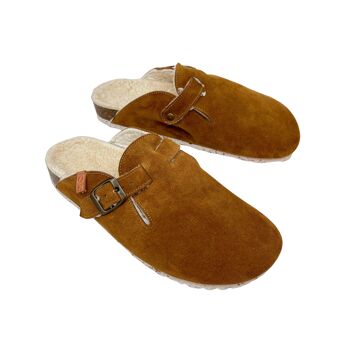 Slippers Glad en croûte de cuir marron clair 5