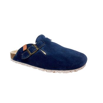 Chaussons Glad en croûte de cuir bleu 3