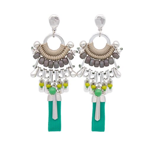 FUQUENE taupe and green statement earrings