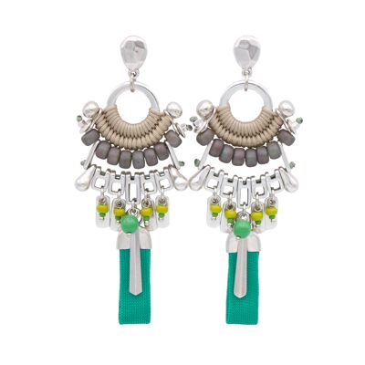 Boucles d'oreilles tendance taupe et vert FUQUENE