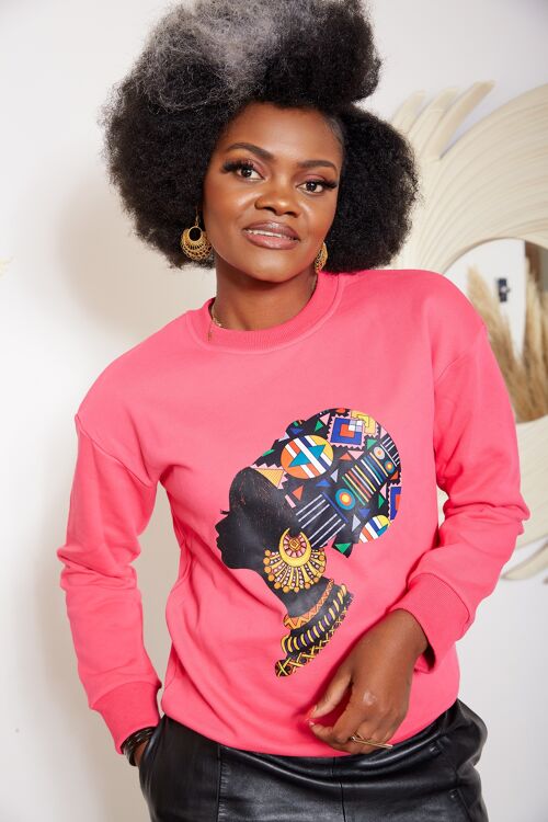 African Headwrap Sweatshirt - Pink