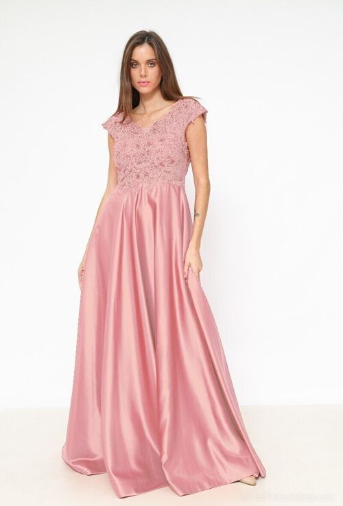 Robe de soirée ornée de perles Rose