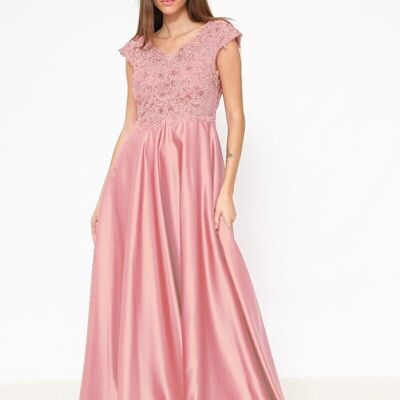 Robe de soirée ornée de perles Rose