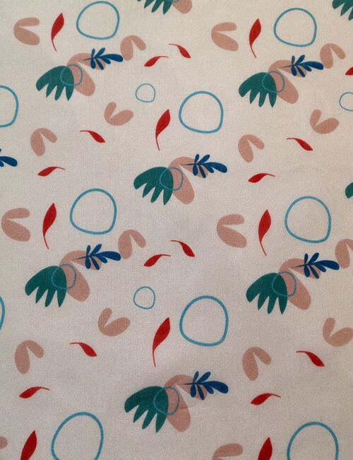 Tissu coton soie motif graphique abstrait colori sand - Fogli-22