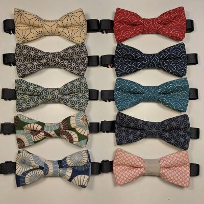 Set of 10 Japanese fabric bow ties