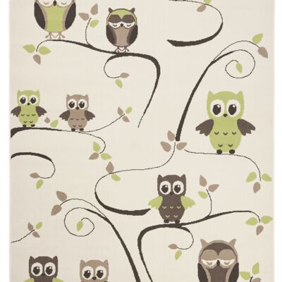 Design Velor Carpet for Kids Owl's Bambini beige green