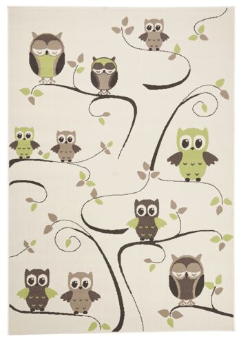 Tapis Velours Design pour Enfants Owl's Bambini beige vert 1