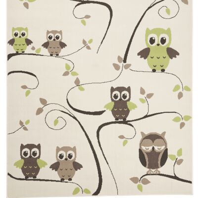 Design Velor Carpet for Kids Owl's Bambini beige green
