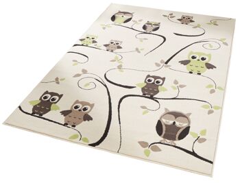 Tapis Velours Design pour Enfants Owl's Bambini beige vert 2