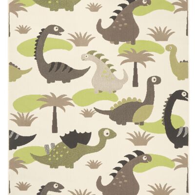 Design Velours Carpet for Kids Dinosaur Bambini beige green