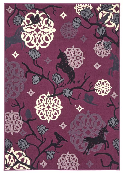 Design Velours Carpet for Kids Unicorn Bambini violet
