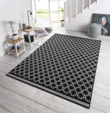 Chaîne de tapis en velours design Capri noir, crème 3