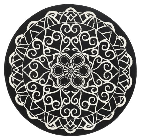 Design Velours Carpet Mandala round Capri black