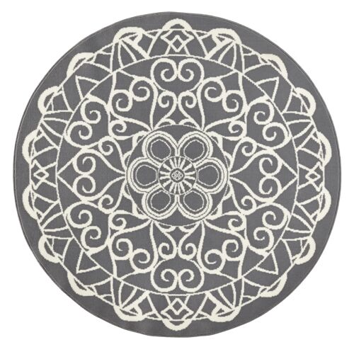 Design Velours Carpet Mandala round Capri grey