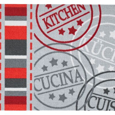 Washable Kitchen Runner Buon Appetito Cook & Clean Grey Red