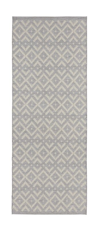 Allée de tapis tissé à plat avec aspect macramé Harmony Grey Wool 4
