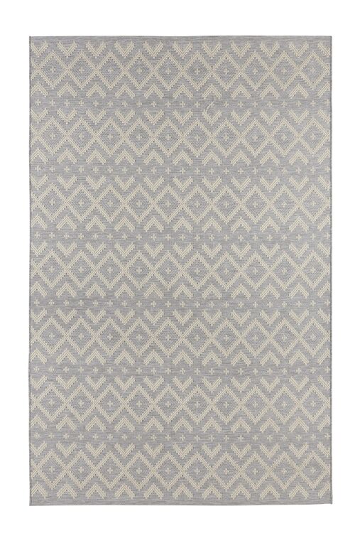 Flatwoven Carpet Alley with Makramee Look Harmony Grey Wool