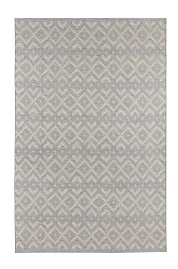 Allée de tapis tissé à plat avec aspect macramé Harmony Grey Wool 1