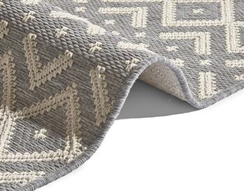 Allée de tapis tissé à plat avec aspect macramé Harmony Grey Wool 3
