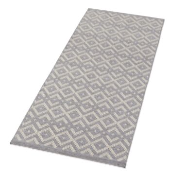 Allée de tapis tissé à plat avec aspect macramé Harmony Grey Wool 5