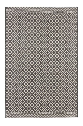 Tapis tissé à plat Avenue aspect macramé Harmony Black Wool 1