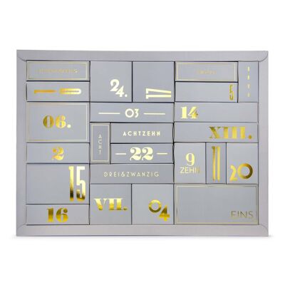 Design advent calendar (empty, 51cm wide, gold embossing) to fill yourself