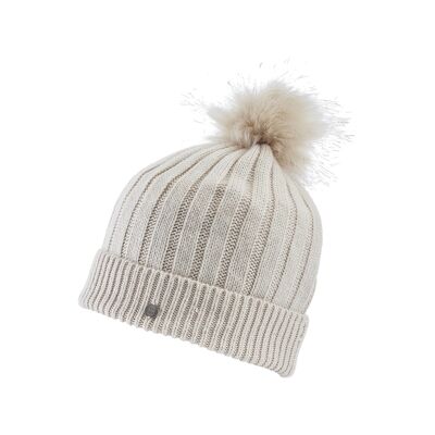 Gorro cálido de punto con pompón para mujer - talla única