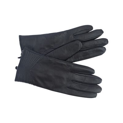Smooth leather glove for women - black
