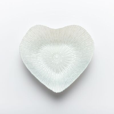 30cm Glass Bowl - Heart Design - Silver