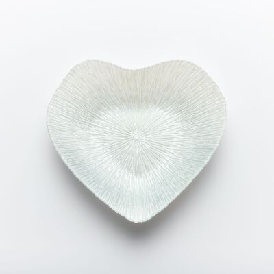 30 cm Glasschale - Herzdesign - Silber