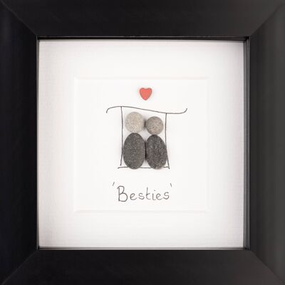 Besties Cornice d'arte fatta a mano con ciottoli | Arte muraria