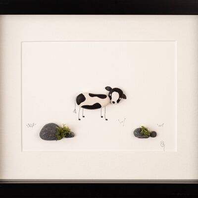 Cow Pebble Art Frame | Wall Art