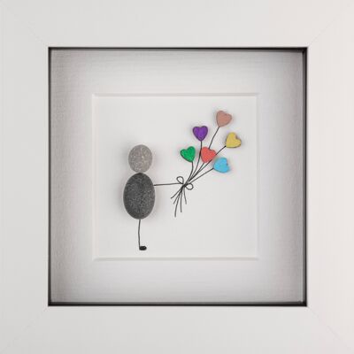 Cuore Palloncini Pebble Art Frame | Arte della parete A