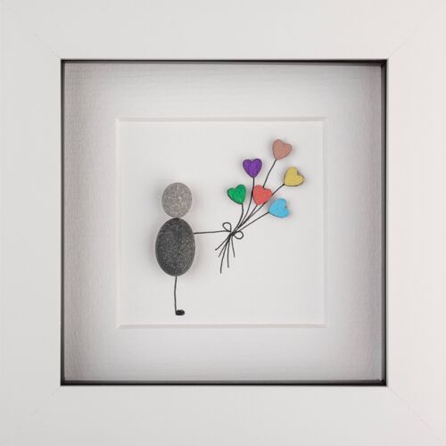 Heart Balloons Pebble Art Frame | Wall Art