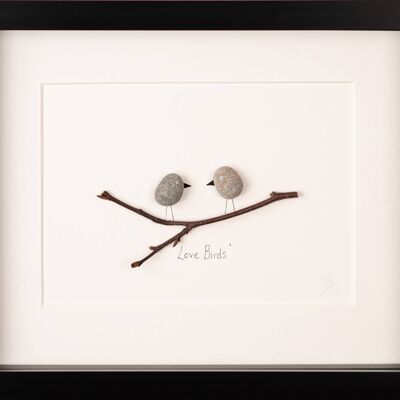 Love Birds Pebble Art Frame | Arte muraria