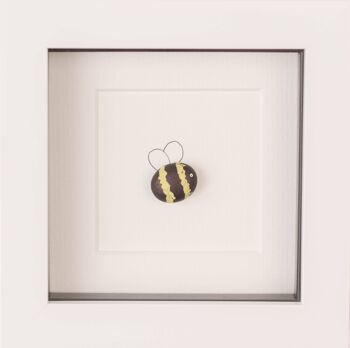 Mini cadre d'art de galet d'abeille | Art mural
