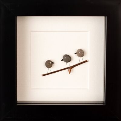 Mini Birds Pebble Art Rahmen | Wandkunst