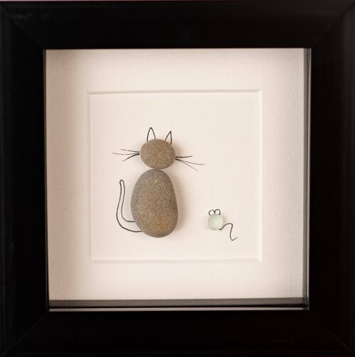 Mini Cat Pebble Art Frame | Wall Art