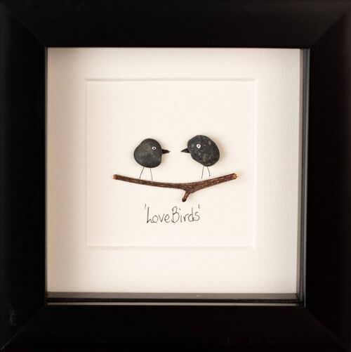 Mini Love Birds Pebble Art Frame | Wall Art