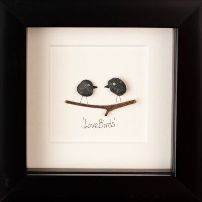 Mini Love Birds Pebble Art Frame | Arte muraria