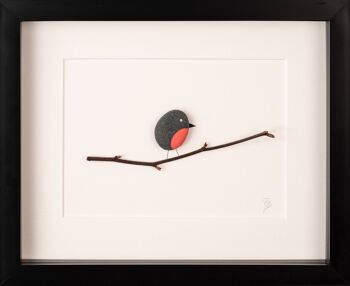 Cadre d'art de galets Mini Robins | Art mural 2