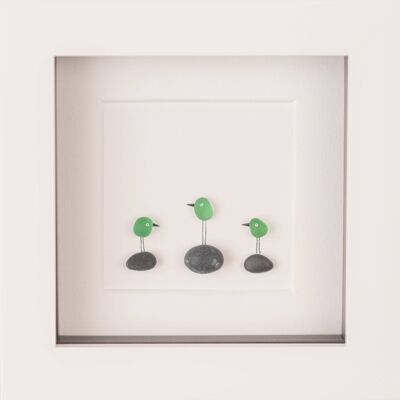 Mini Sea Glass Birds Pebble Art Frame | Arte muraria