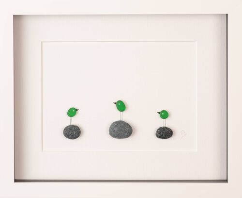 Sea Glass Birds Pebble Art Frame | Wall Art